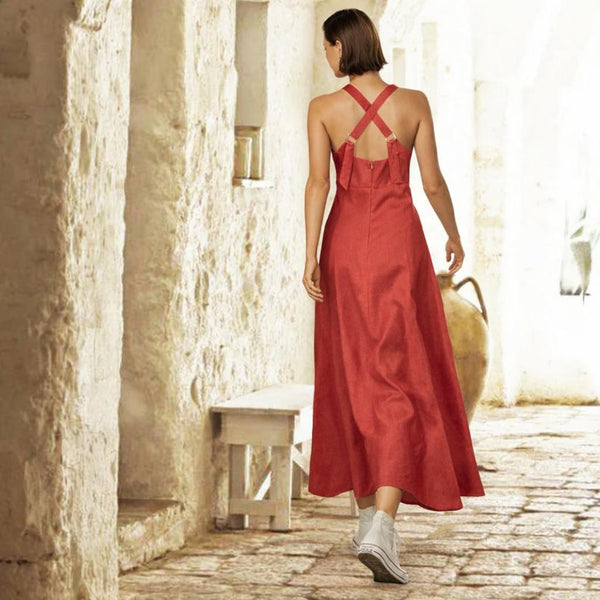 Lange Marlene jurk in linnen-katoen mix/  Maxi Marlene dress in linen-cotton mix