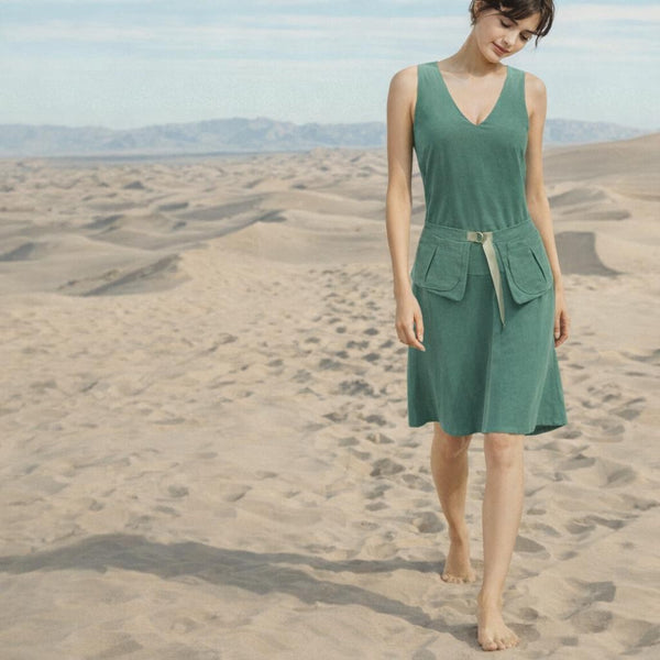 Linnen zomer jurk met losse heupband, Linen summer dress with separate belt