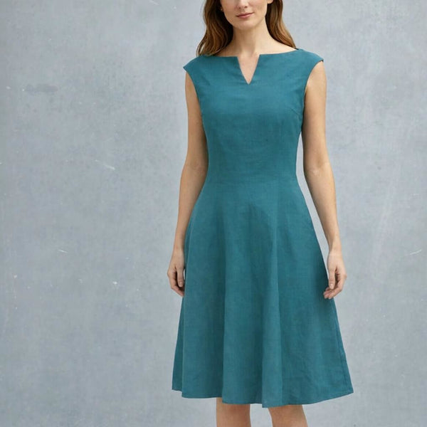 linnen jurkje met zwierige rok / organic linen swing dress,
