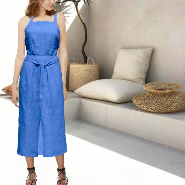 overgooier in linnen-katoen mix/ pinafore dress in linen-cotton mix