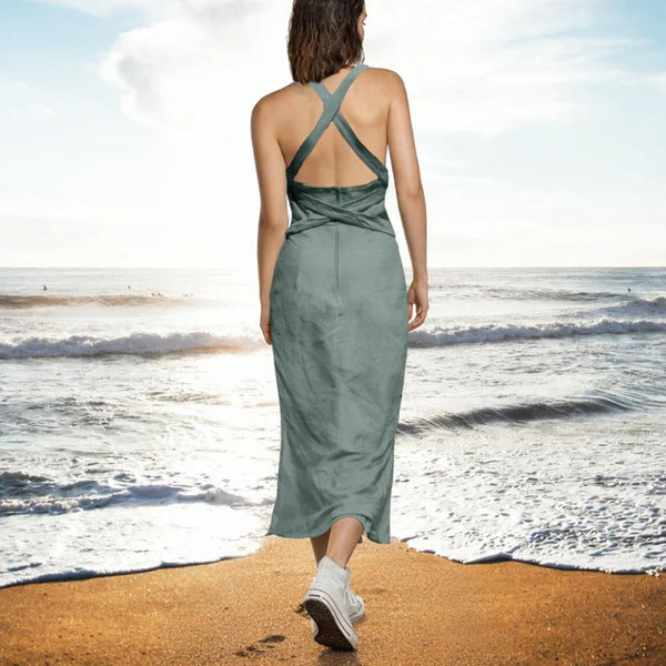 overgooier in linnen-katoen mix/ pinafore dress in linen-cotton mix