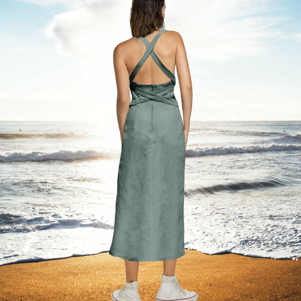 overgooier in linnen-katoen mix/ pinafore dress in linen-cotton mix