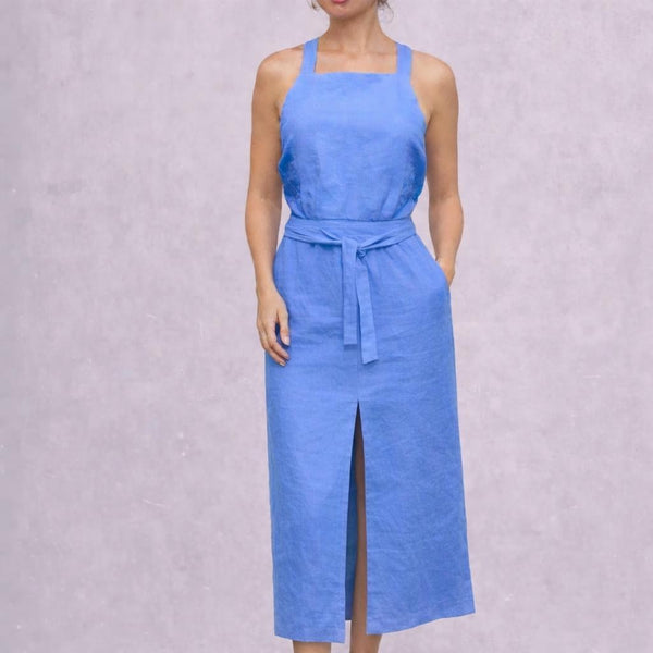 overgooier in linnen-katoen mix/ pinafore dress in linen-cotton mix