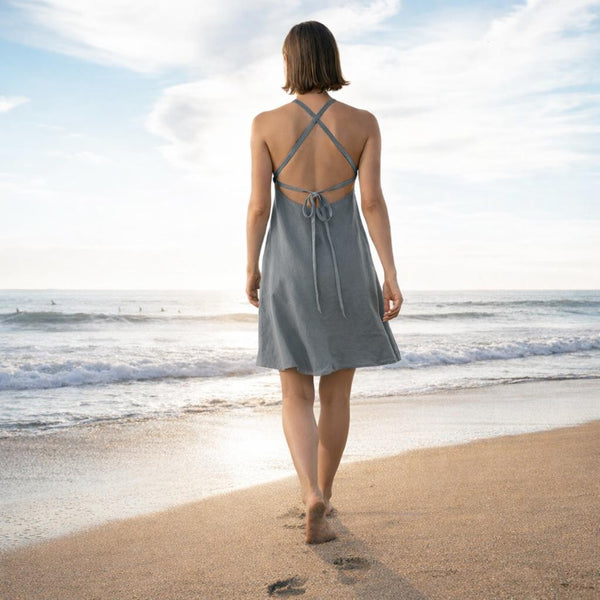 A lijn zomerjurkje in linnen-katoen mix/ summer swing dress