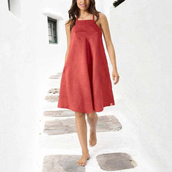 A lijn zomerjurkje in linnen-katoen mix/ summer swing dress