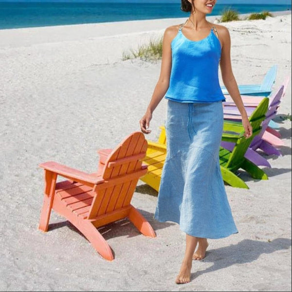 linnen maxi rok in zandloper lijn / linen maxi skirt in hour glass line