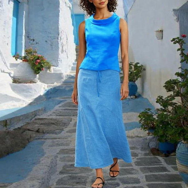 linnen maxi rok in zandloper lijn / linen maxi skirt in hour glass line