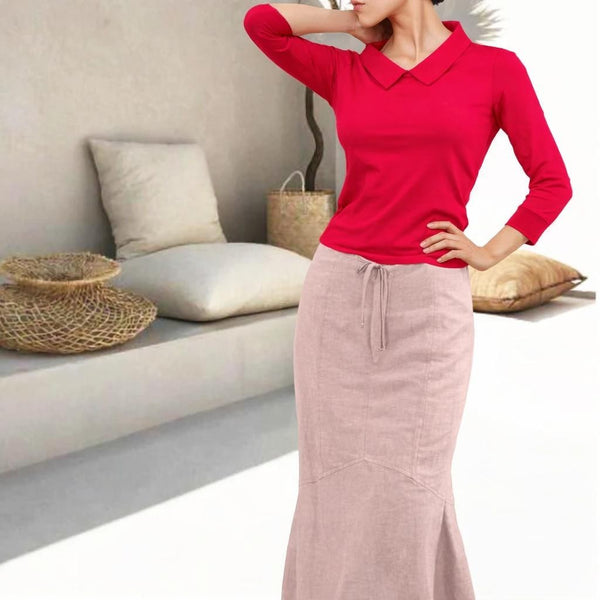linnen maxi rok in zandloper lijn / linen maxi skirt in hour glass line