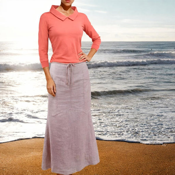 linnen maxi rok in zandloper lijn / linen maxi skirt in hour glass line