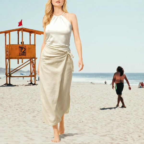 lange wrap rok in linnen /maxi linen wrap skirt