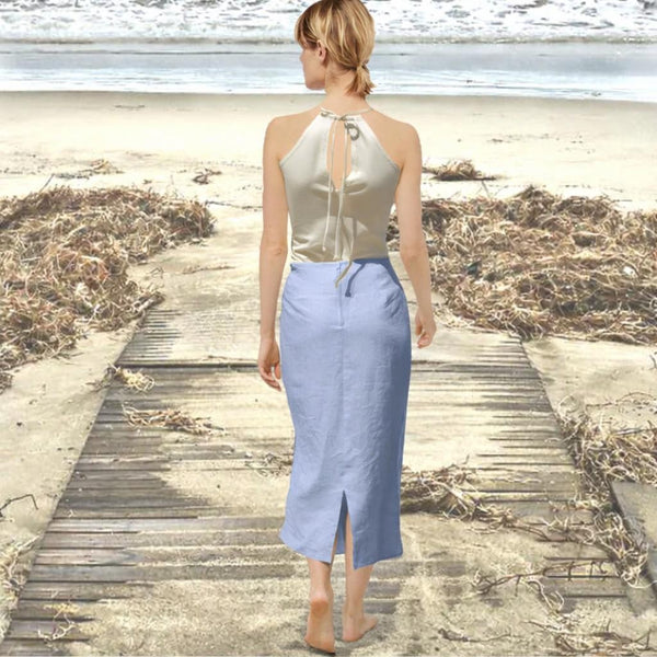 lange wrap rok in linnen /maxi linen wrap skirt