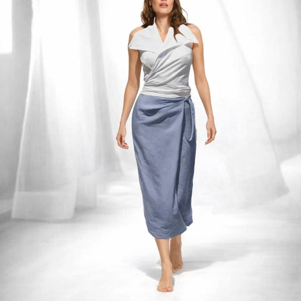 lange wrap rok in linnen /maxi linen wrap skirt