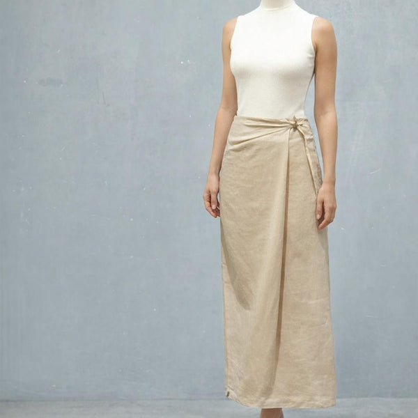 lange wrap rok in linnen /maxi linen wrap skirt