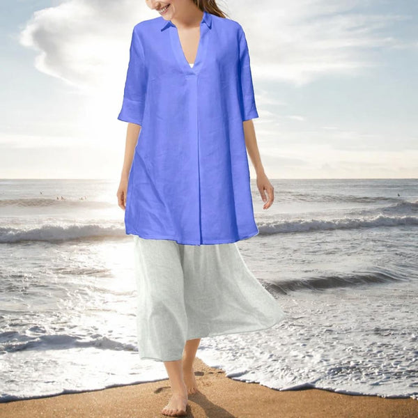 linnen A-lijn blouse-jurk / linen A-line blouse-dress