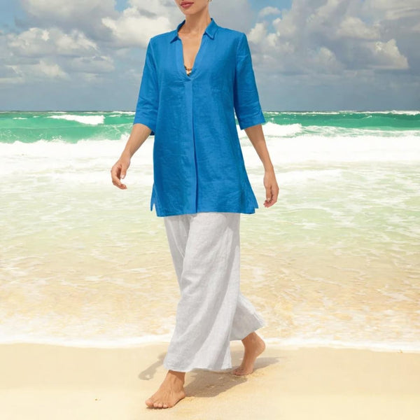 Katoenen voile A-lijn blouse-jurk /cotton voile A-line blouse-dress