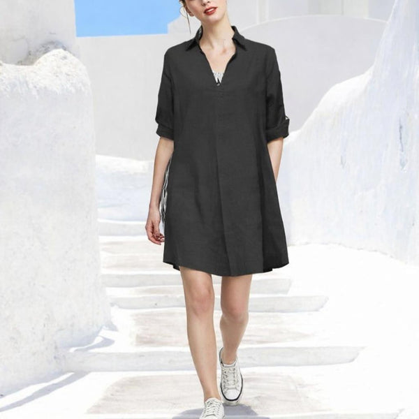 linnen A-lijn blouse-jurk / linen A-line blouse-dress