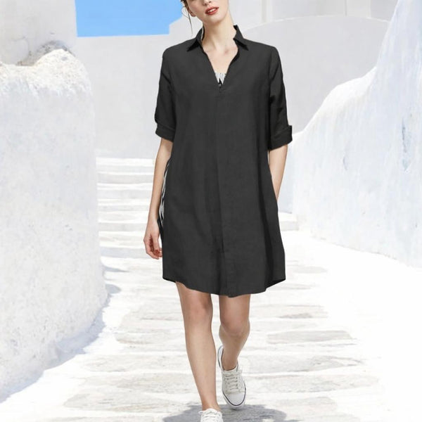 Katoenen voile A-lijn blouse-jurk /cotton voile A-line blouse-dress