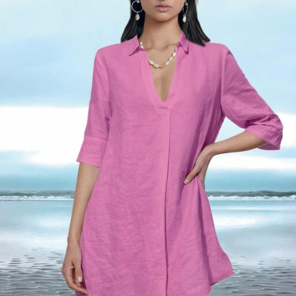 linnen A-lijn blouse-jurk / linen A-line blouse-dress