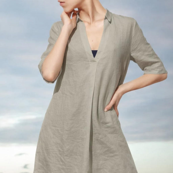 linnen A-lijn blouse-jurk / linen A-line blouse-dress
