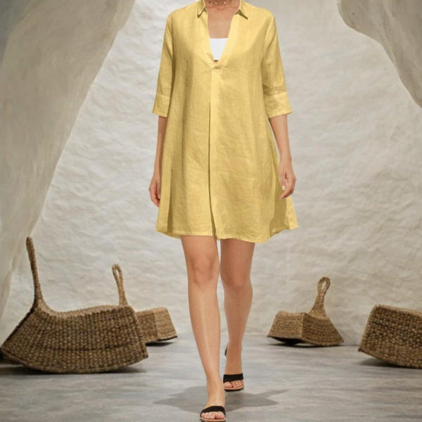 linnen A-lijn blouse-jurk / linen A-line blouse-dress