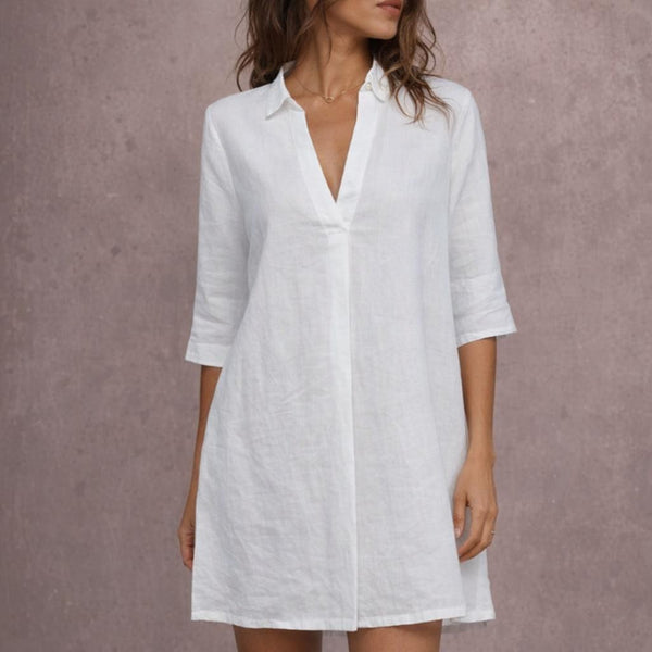 Katoenen voile A-lijn blouse-jurk /cotton voile A-line blouse-dress