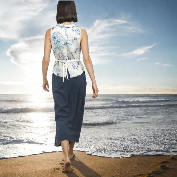 linnen print retro bloesje  / printed linen retro summer blouse