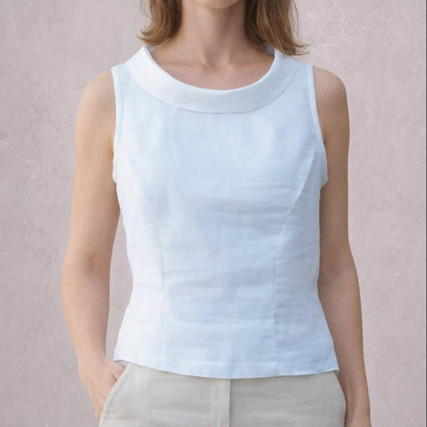 retro bloesje met boothals kraag van katoenen voile/ organic cotton retro summer blouse