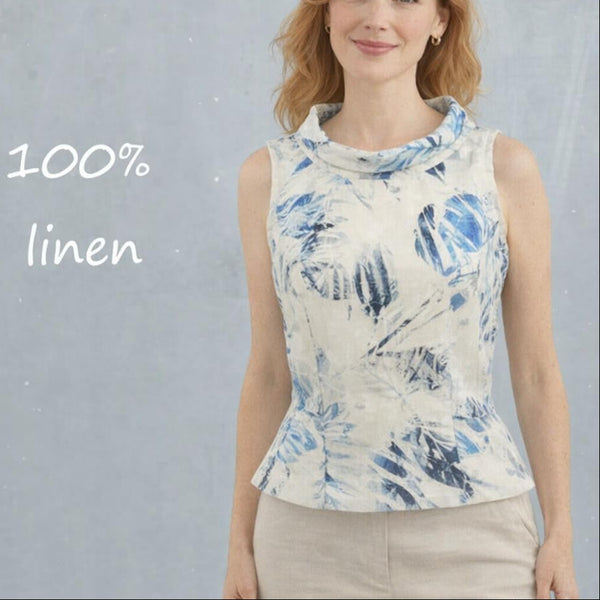 linnen print retro bloesje  / printed linen retro summer blouse