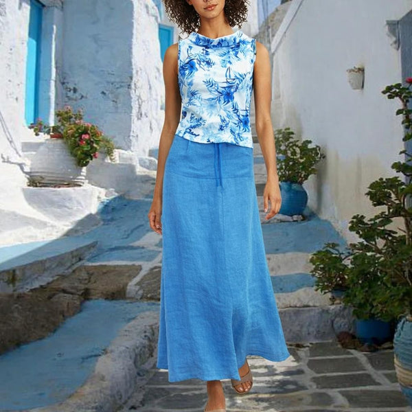 linnen print retro bloesje  / printed linen retro summer blouse