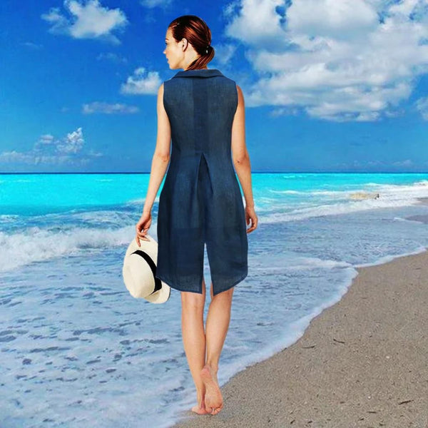 linnen tuniek-jurk met boothals / linen boat-neck tunic-dress