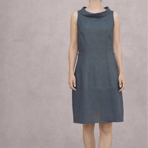 linnen tuniek-jurk met boothals / linen boat-neck tunic-dress