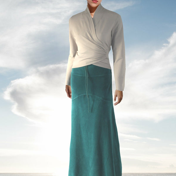 Velours maxi rok in zandloper lijn/velvet maxi skirt in hour glass design