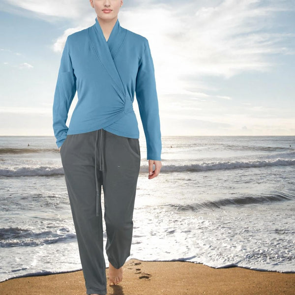 Wikkelvest van organische katoenen jogging / wrap cardigan of organic cotton sweat