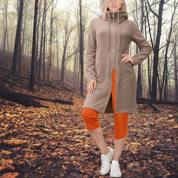 Lang jogging vest van katoenen fleece / long organic cotton fleece jogging jacket