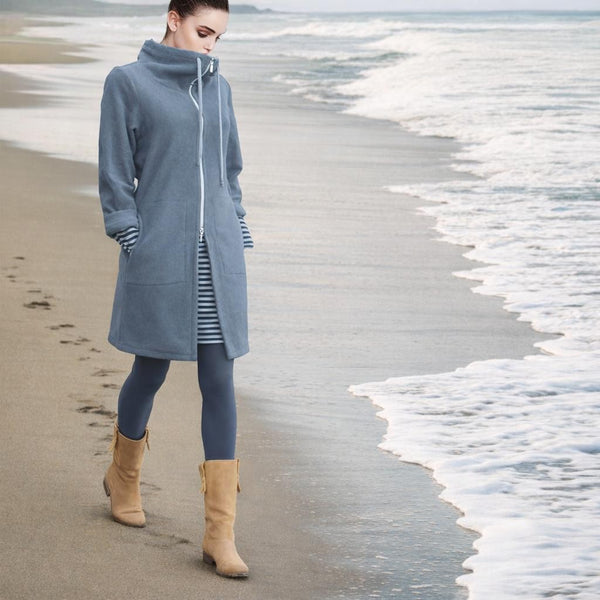 Lang jogging vest van katoenen fleece / long organic cotton fleece jogging jacket