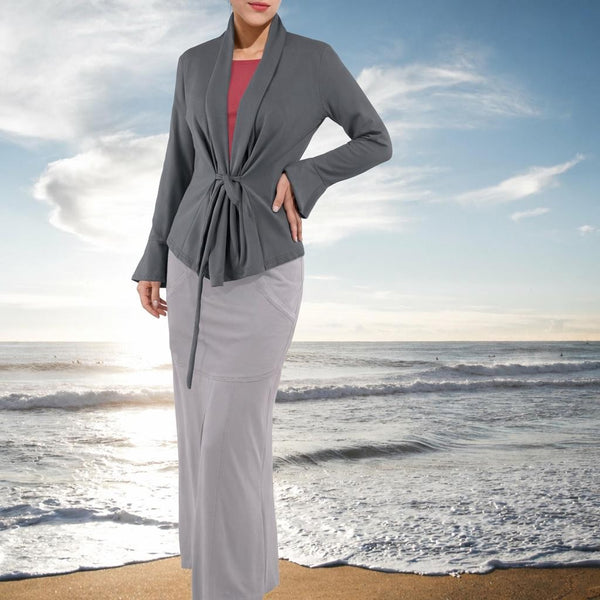 Getailleerd vest in biologische katoenen soft sweat / Tailered organic cotton sweat cardigan