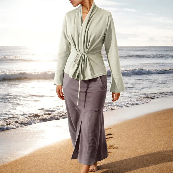 Getailleerd vest in biologische katoenen soft sweat / Tailered organic cotton sweat cardigan