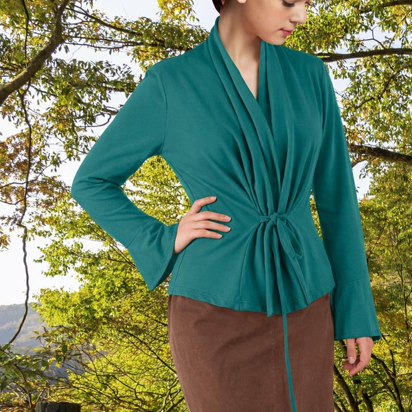 Getailleerd vest in biologische katoenen soft sweat / Tailered organic cotton sweat cardigan