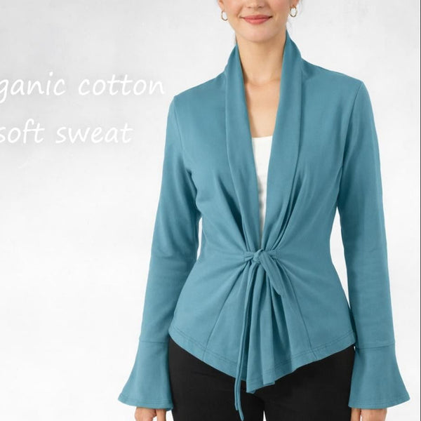 Getailleerd vest in biologische katoenen soft sweat / Tailered organic cotton sweat cardigan
