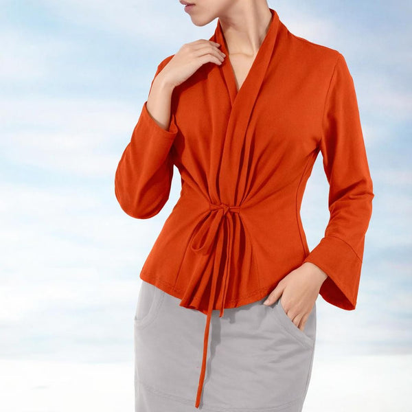 Getailleerd vest in biologische katoenen soft sweat / Tailered organic cotton sweat cardigan