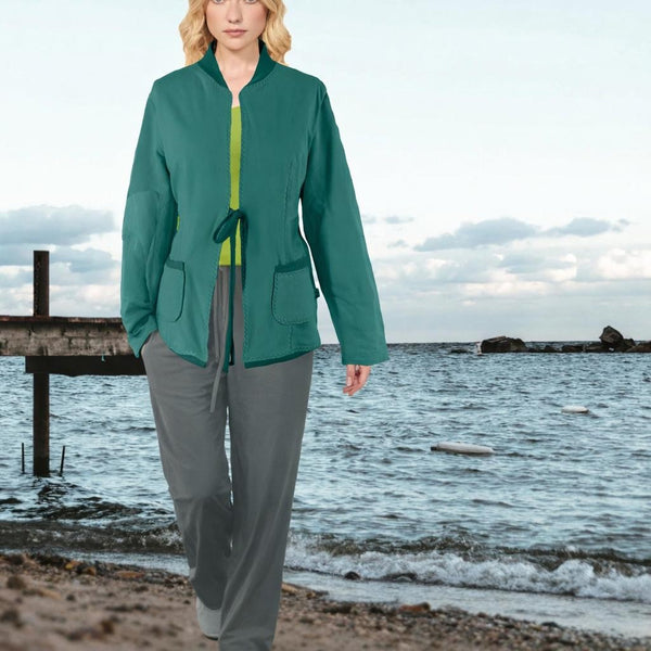 Gevoerd sportief vest-jasje in bio katoenen soft sweat / lined sportive cardigan in soft sweat