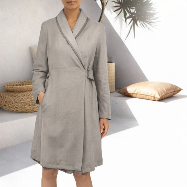 Linnen jas met taille riem , gevoerd/ Linen coat with waist belt, lined