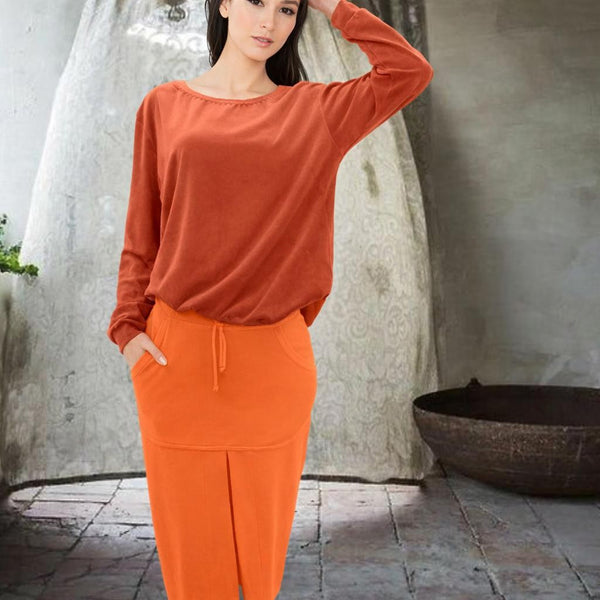 Midi rok van soft sweat bio katoen / Midi skirt made of soft sweat organic cotton