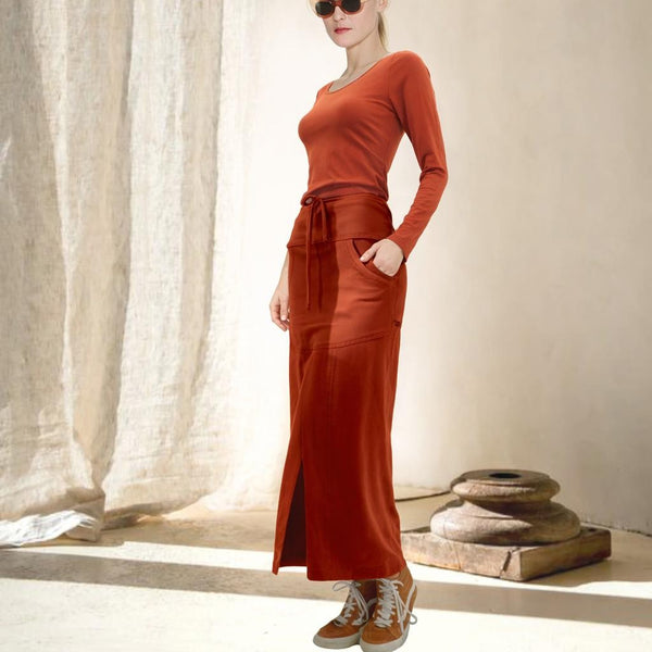 Sportieve maxi rok van soft sweat bio katoen / Sportive maxi skirt made of soft sweat organic cotton