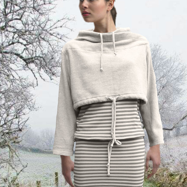 korte sweater van katoenen fleece / cropped organic cotton fleece sweater