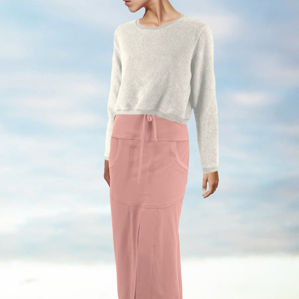 korte basic sweater van katoenen fleece / basic cropped organic cotton fleece sweater