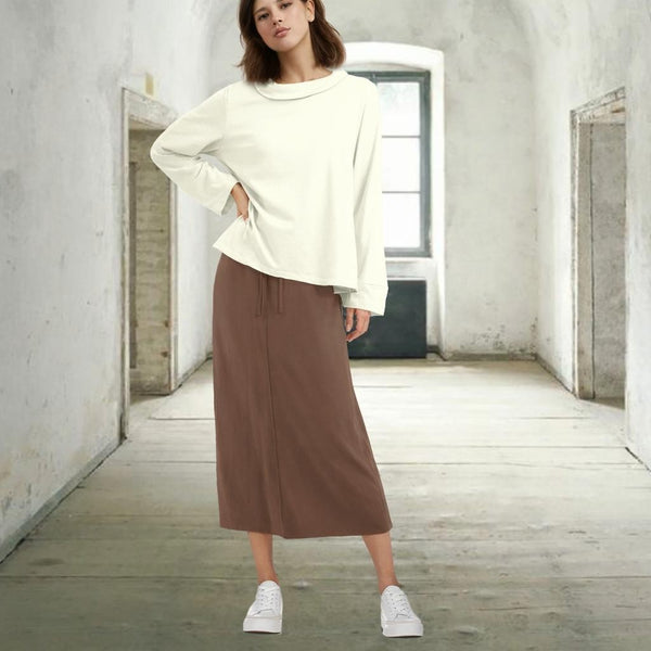 A-lijn sweater met boothals van soft sweat bio katoen /A-line sweater with boatneck made of soft sweat organic cotton