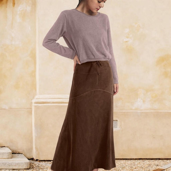 korte basic sweater van katoenen fleece / basic cropped organic cotton fleece sweater