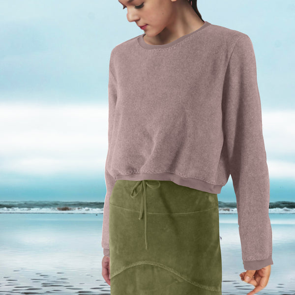 korte basic sweater van katoenen fleece / basic short organic cotton fleece sweater