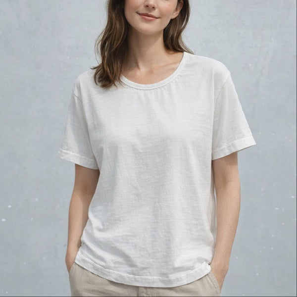 Basic T shirt in linnen- katoen mix / Basic linen- cotton T shirt
